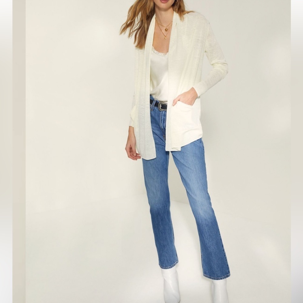 Loft open Front Cardigan Two pocket Cream Size S